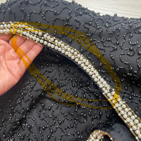 Draper’s & Damon’s Petites Black Sequins Faux Beaded Pearl Set Cardigan w/Top - Picture 16 of 16